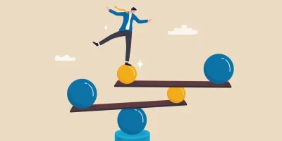 work-life-balance-equilibrium-or-equality-concentration-or-stability-challenge-or-risk-management-concept-confidence-businessman-balance-himself-on-stable-weigh-metaphor-of-life-balance-vector